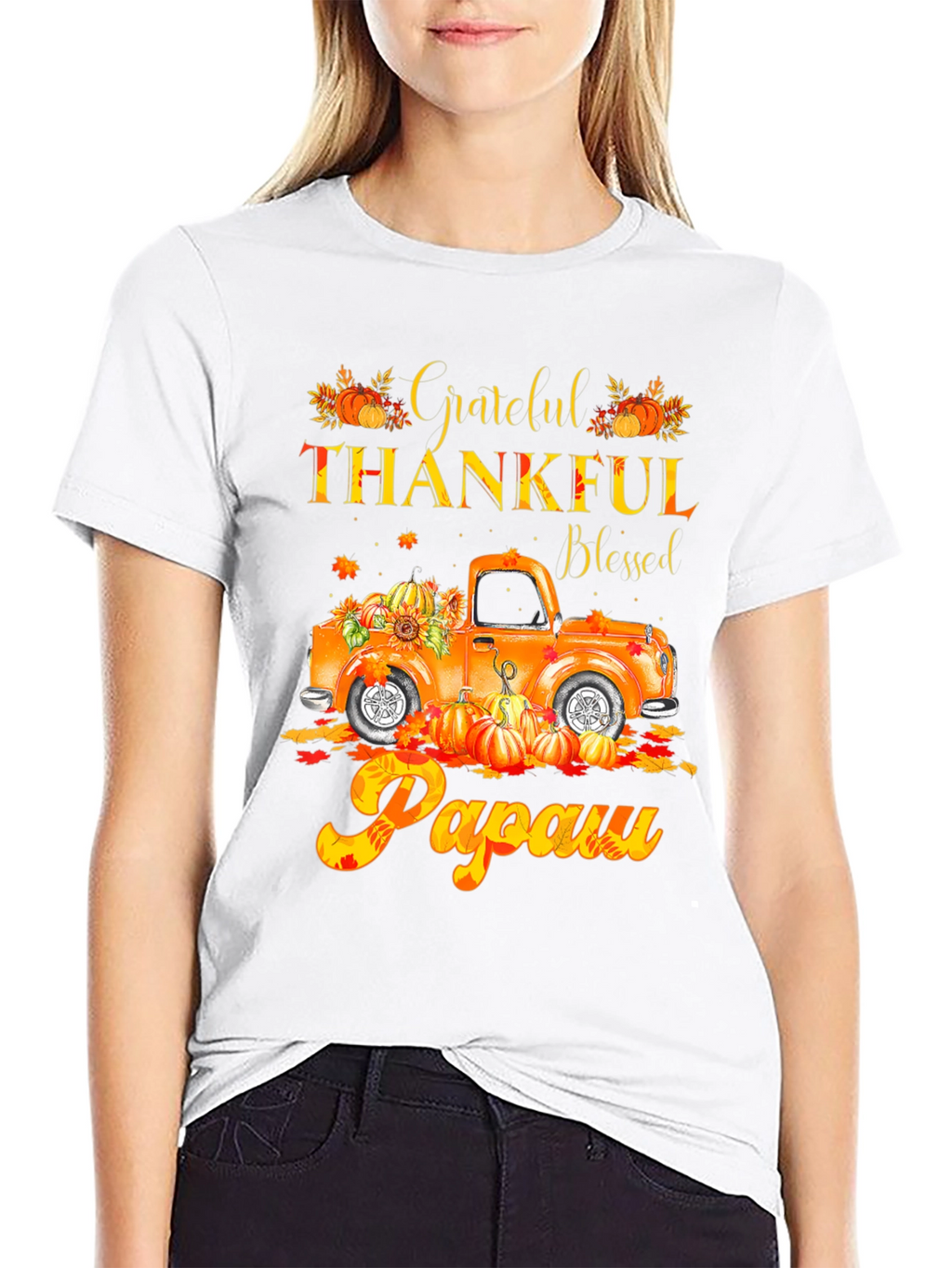 Grateful Thankful Blessed Papaw Fall Truck T-Shirt