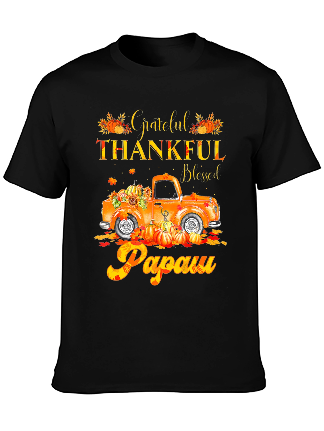 Grateful Thankful Blessed Papaw Fall Truck T-Shirt