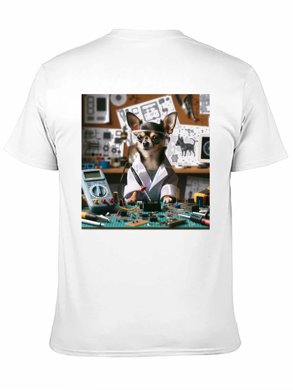 Scientist Chihuahua Graphic T-Shirt