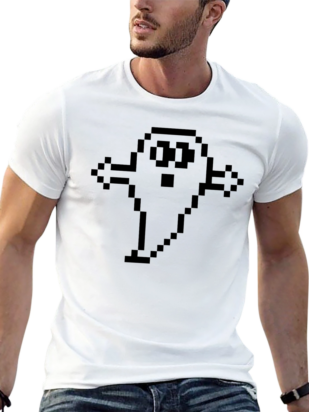 Pixel Ghost Graphic Tee - Retro Gaming Style