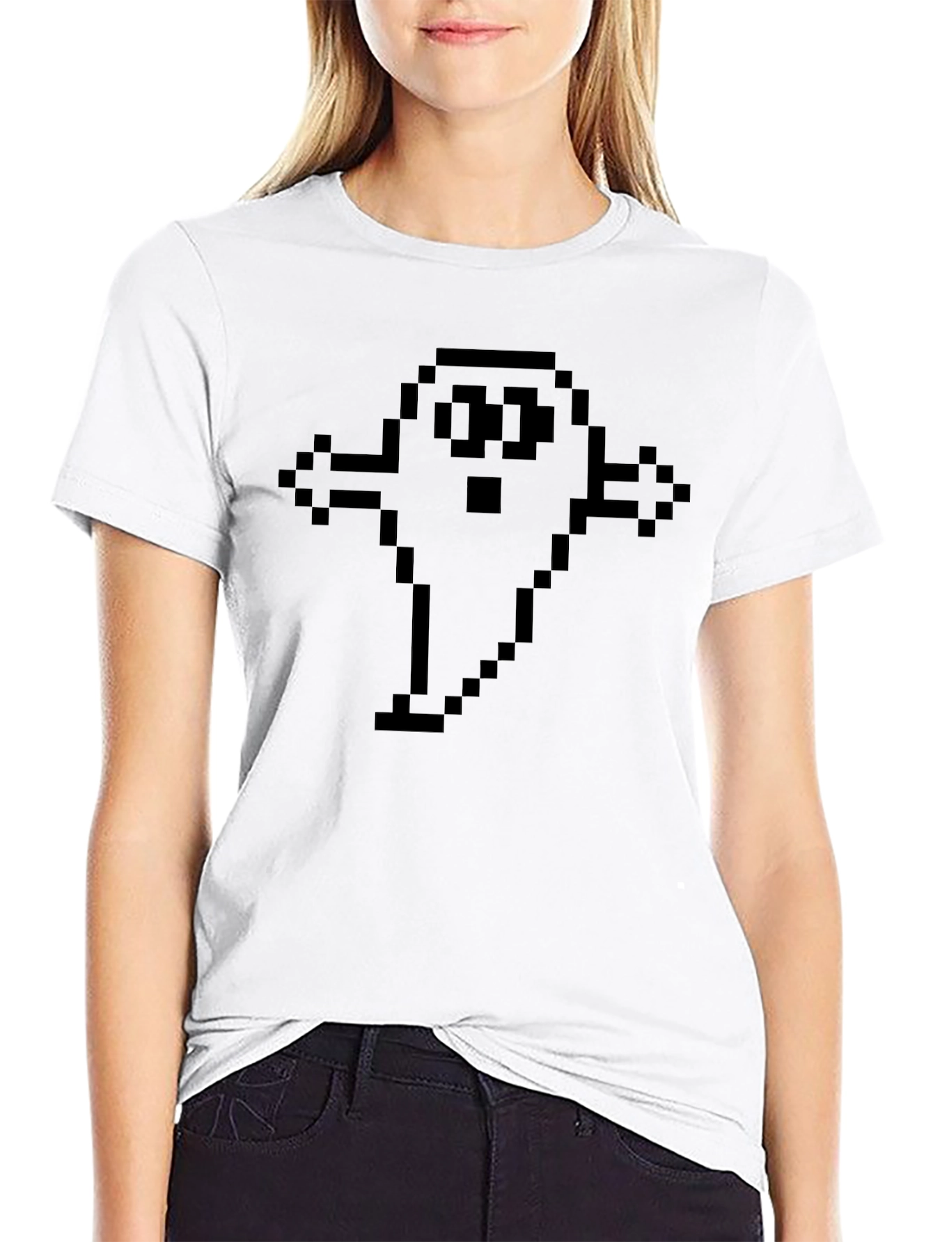 Pixel Ghost Graphic Tee - Retro Gaming Style