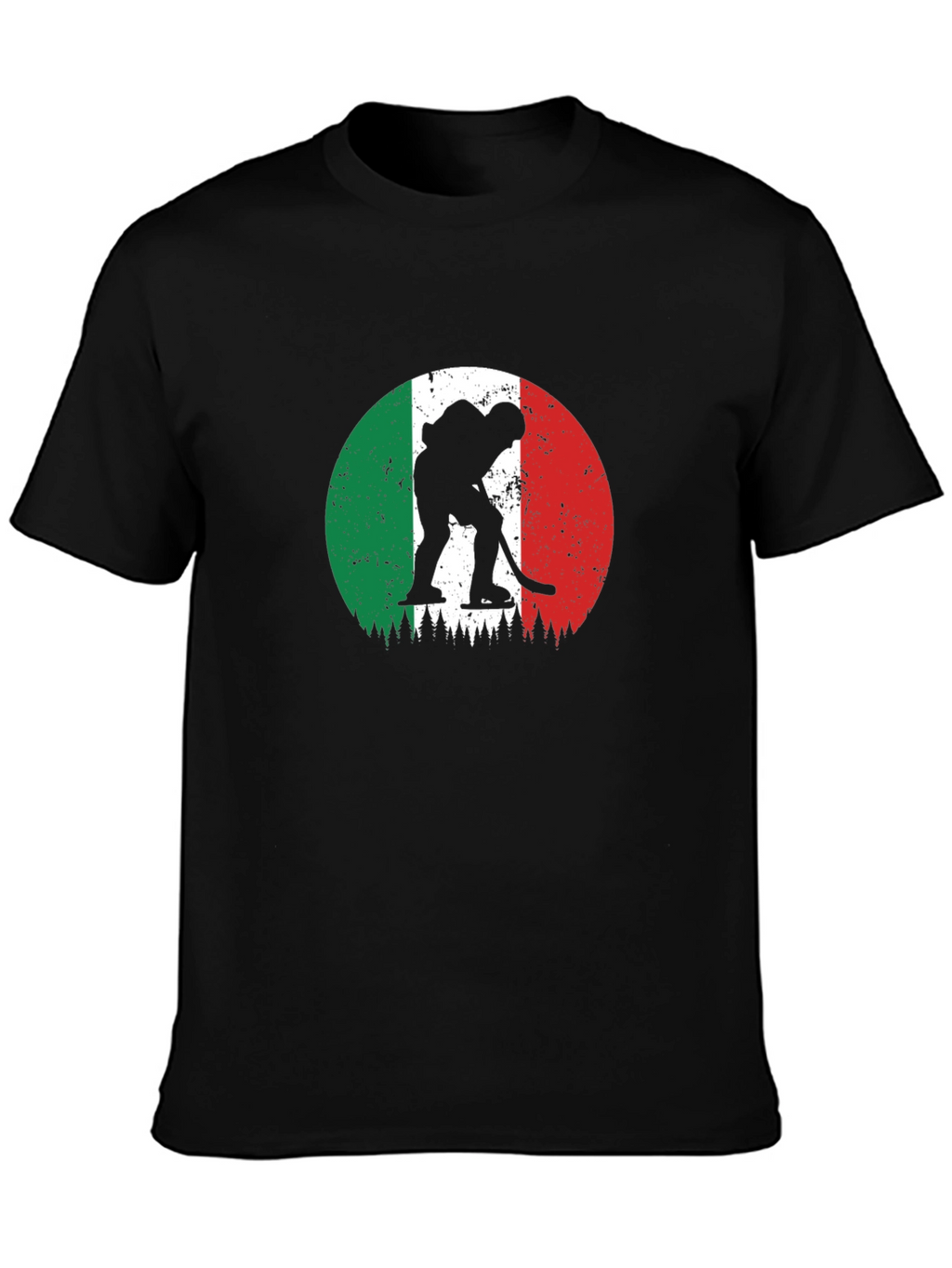 Italy Hockey Flag Graphic Black T-Shirt