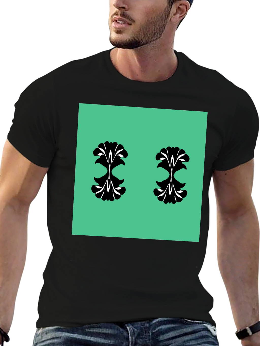 Unique Pattern Black T-Shirt
