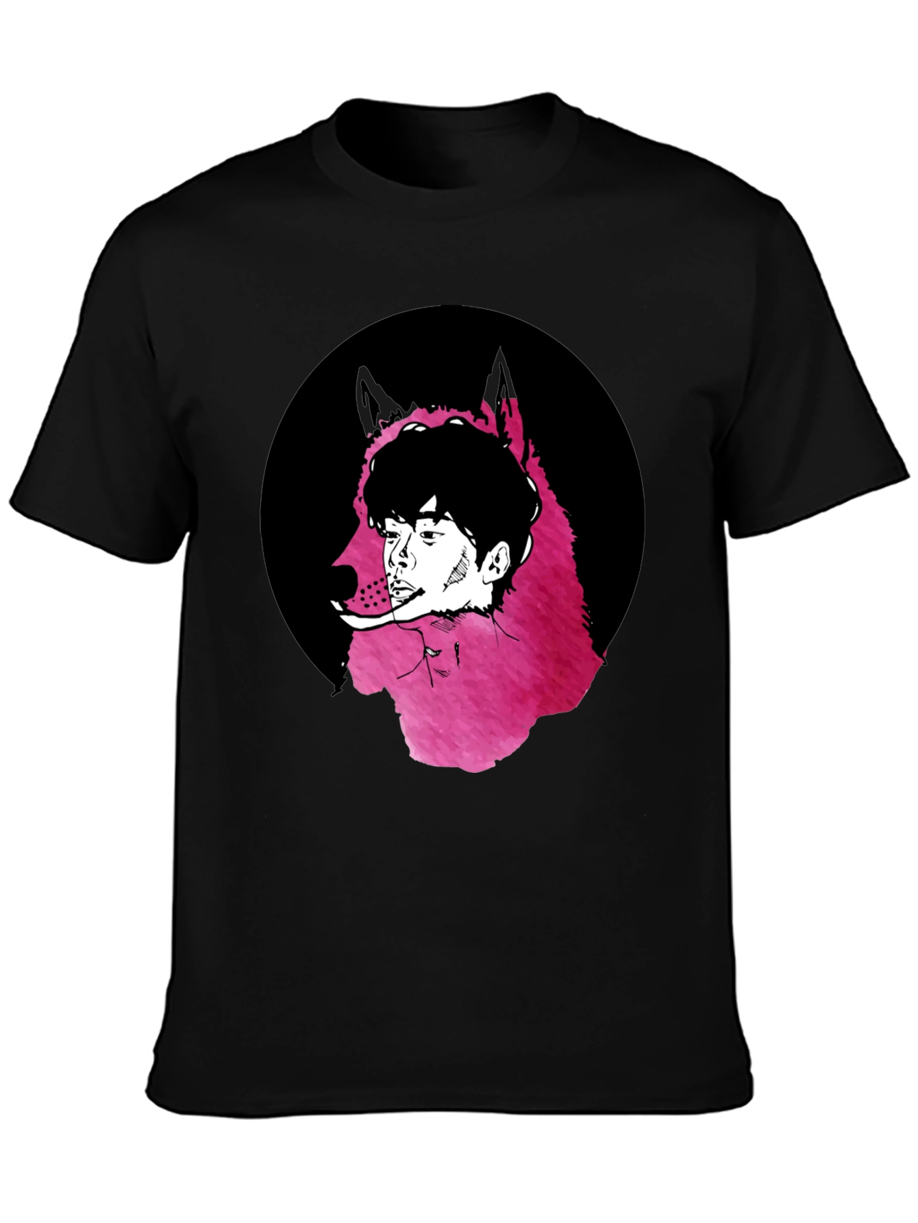 Wolf Man Graphic Tee - Black Cotton Blend
