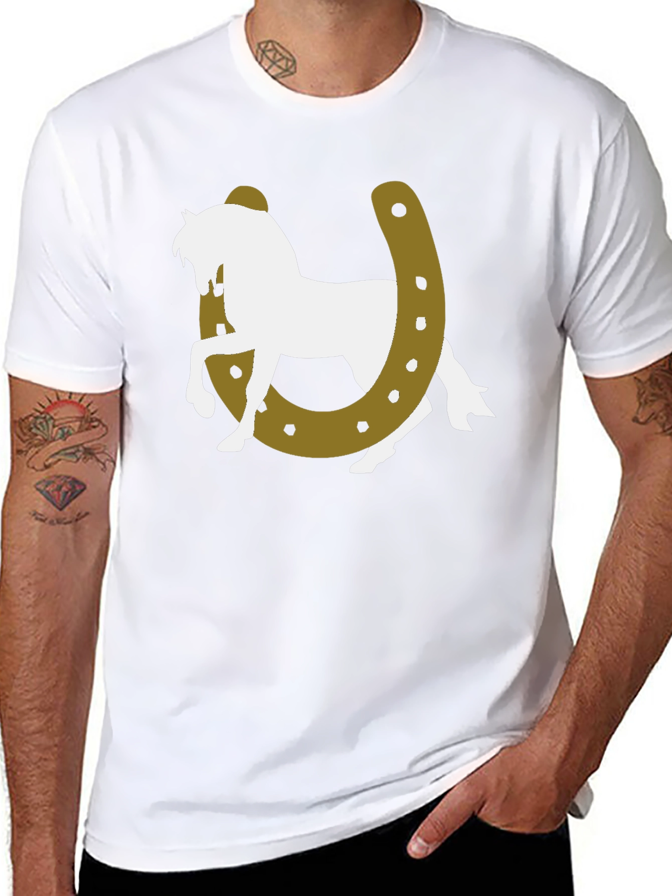 Lucky Horse Graphic Tee - Black Cotton T-Shirt
