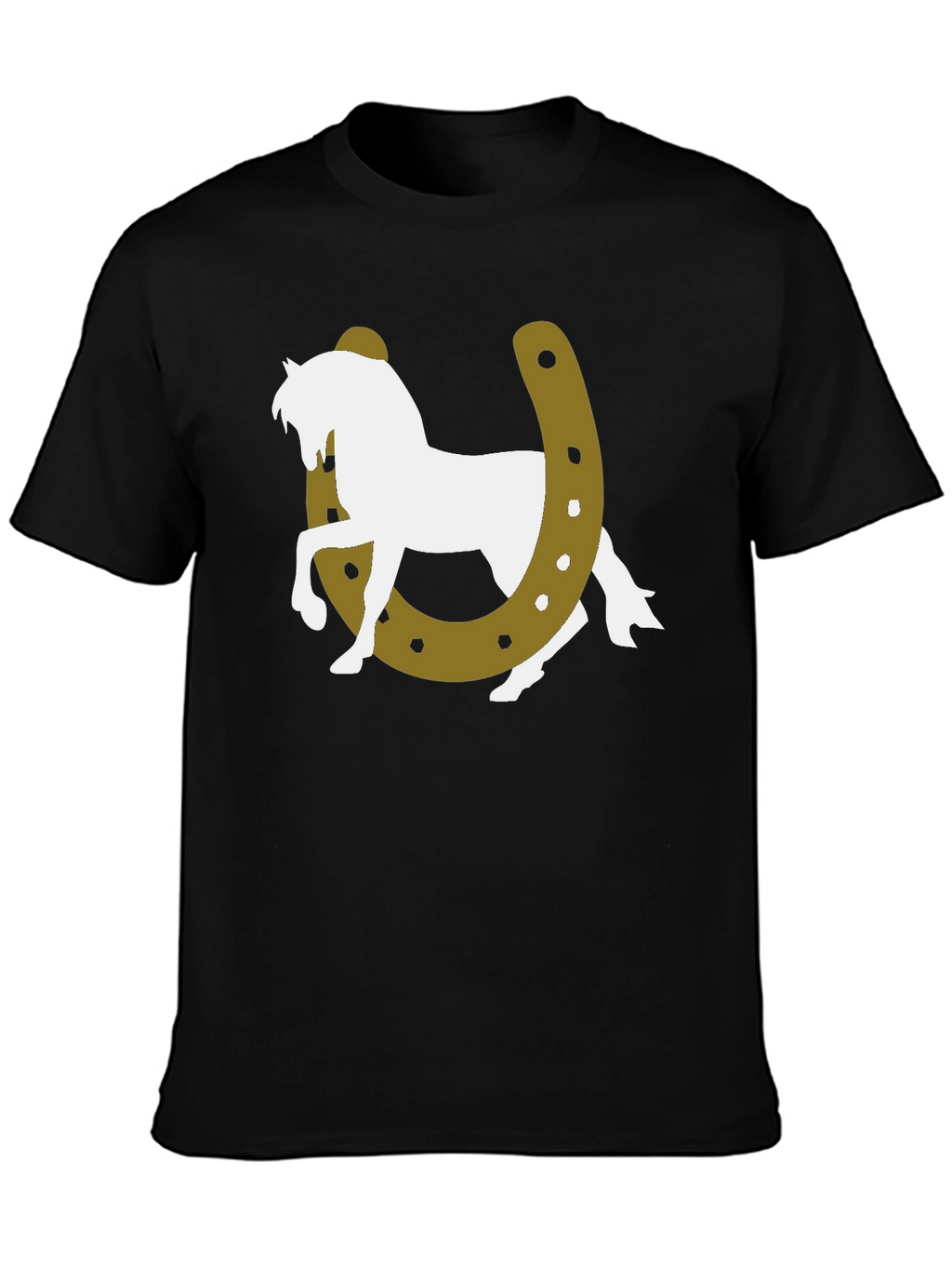 Lucky Horse Graphic Tee - Black Cotton T-Shirt