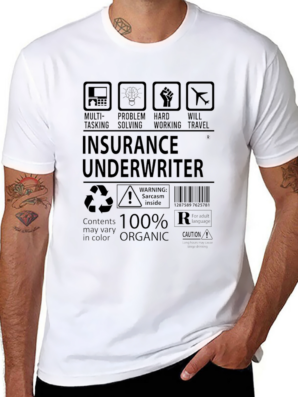 Insurance Underwriter 100% Organic Black T-Shirt