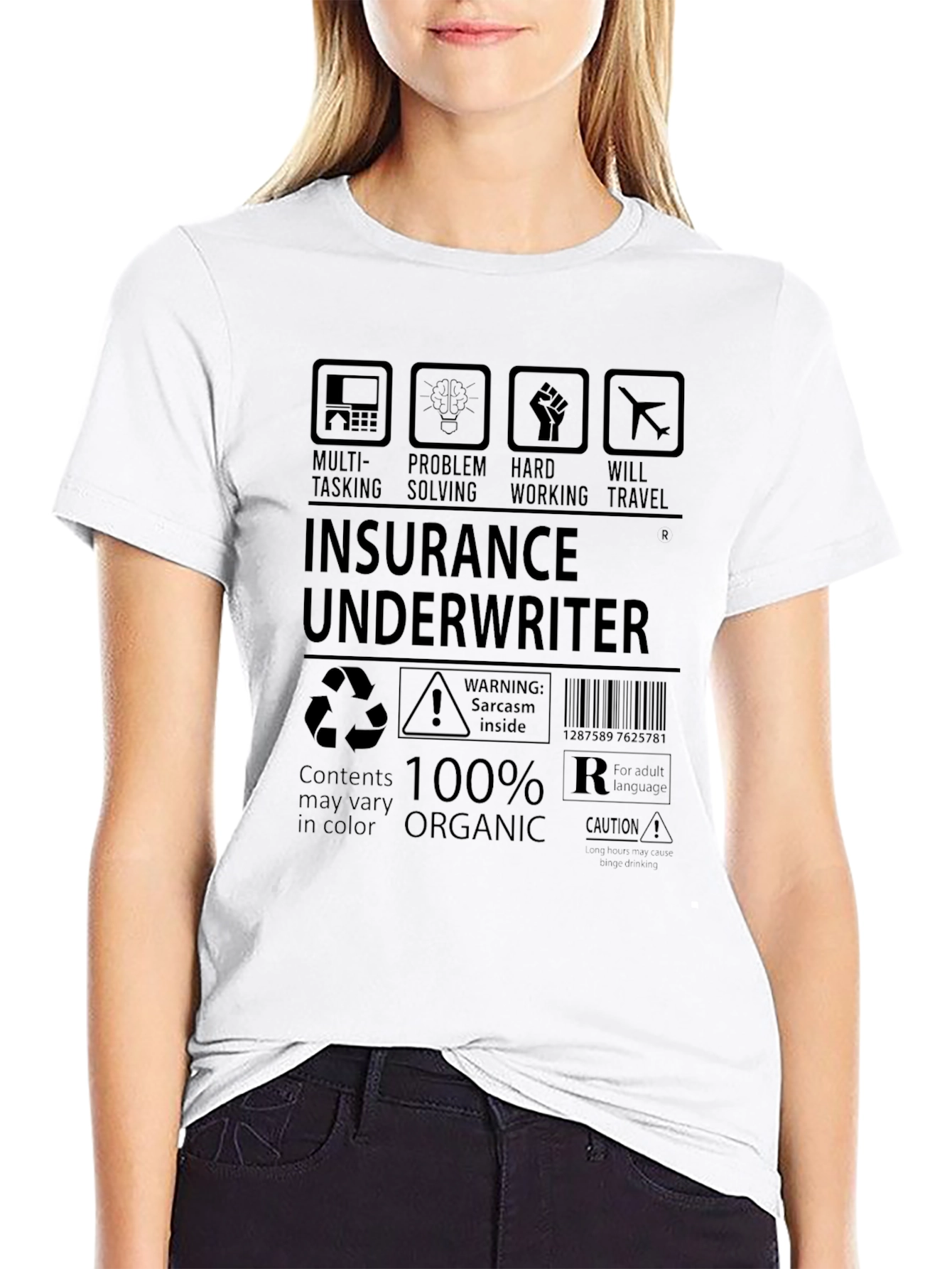Insurance Underwriter 100% Organic Black T-Shirt