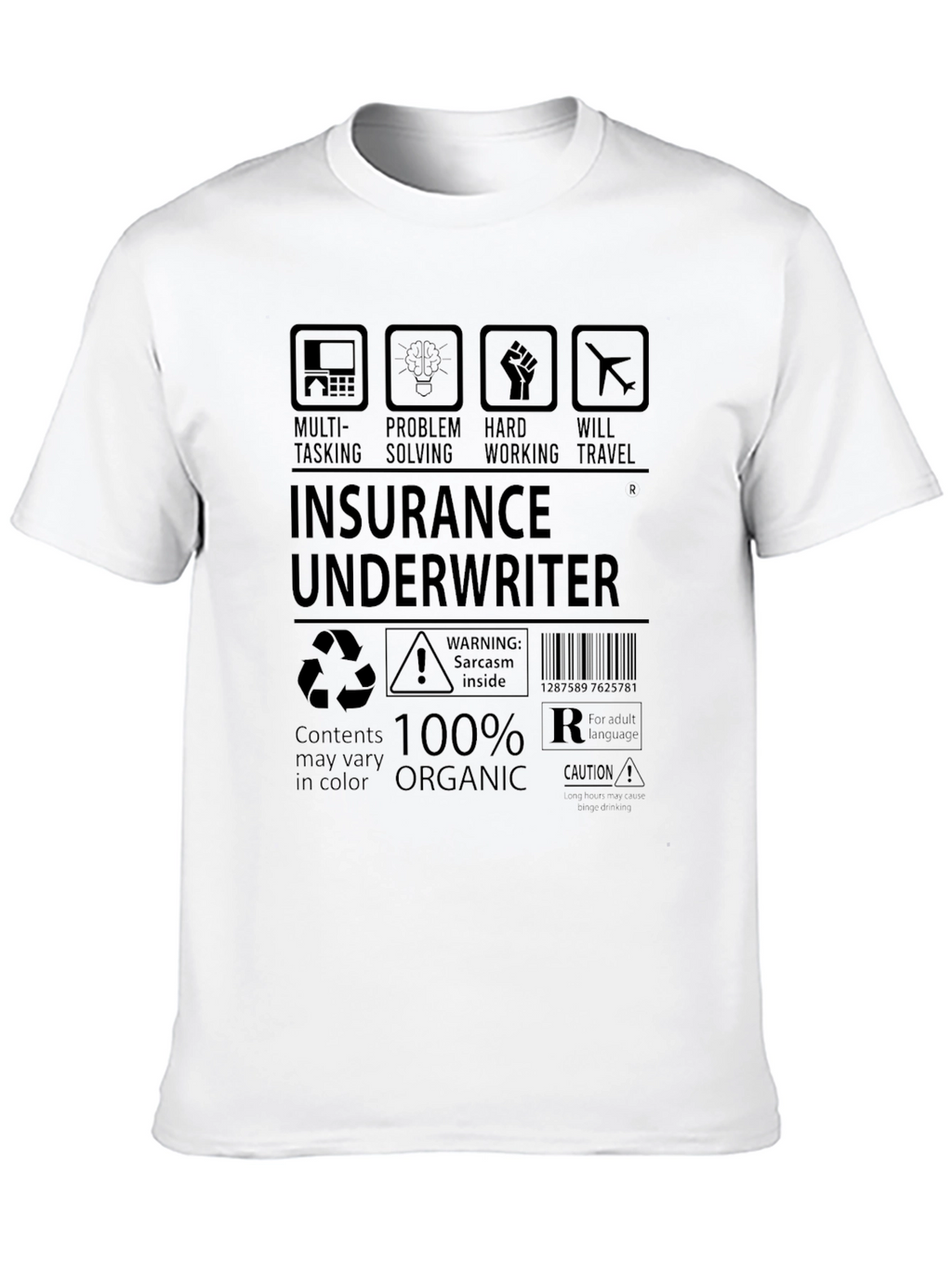 Insurance Underwriter 100% Organic Black T-Shirt