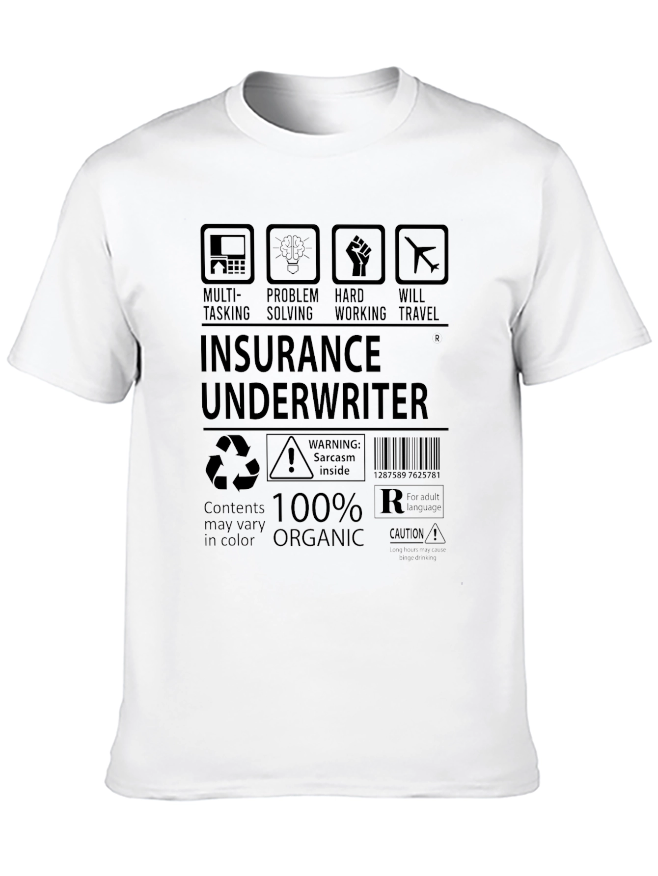 Insurance Underwriter 100% Organic Black T-Shirt