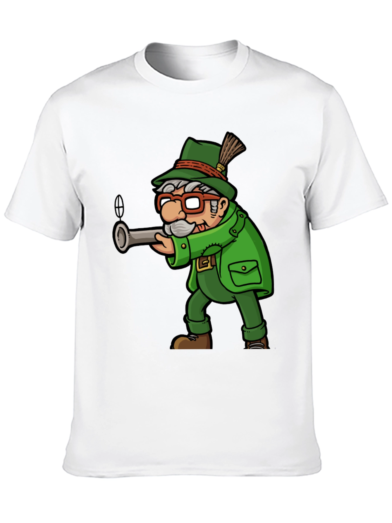 Cartoon Hunter Graphic Tee - Quirky Novelty Shirt