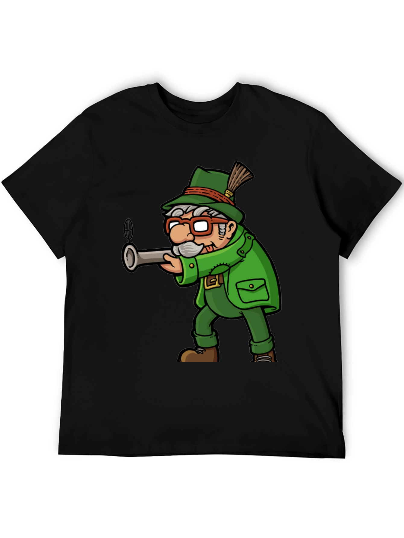 Cartoon Hunter Graphic Tee - Quirky Novelty Shirt
