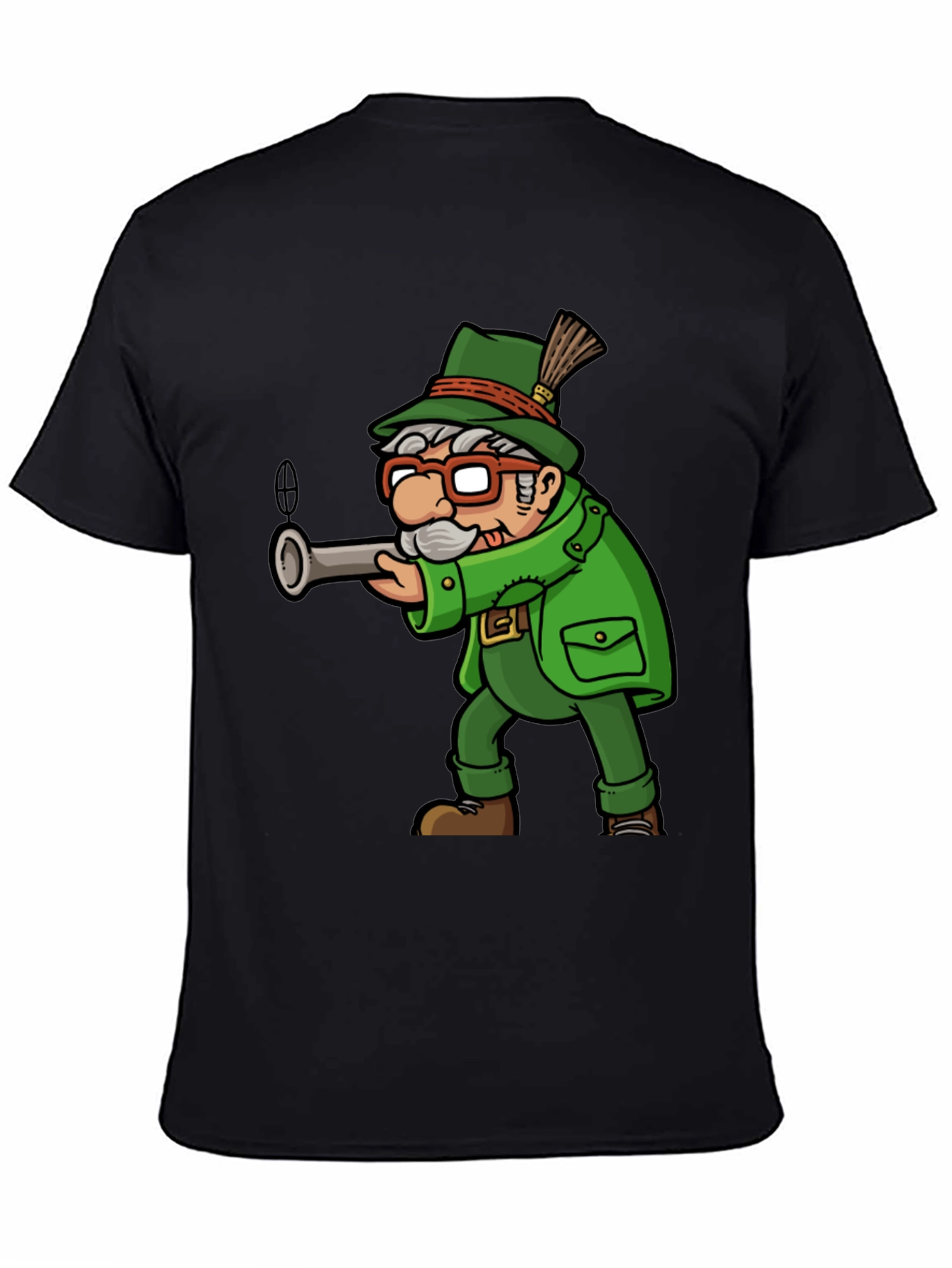 Cartoon Hunter Graphic Tee - Quirky Novelty Shirt
