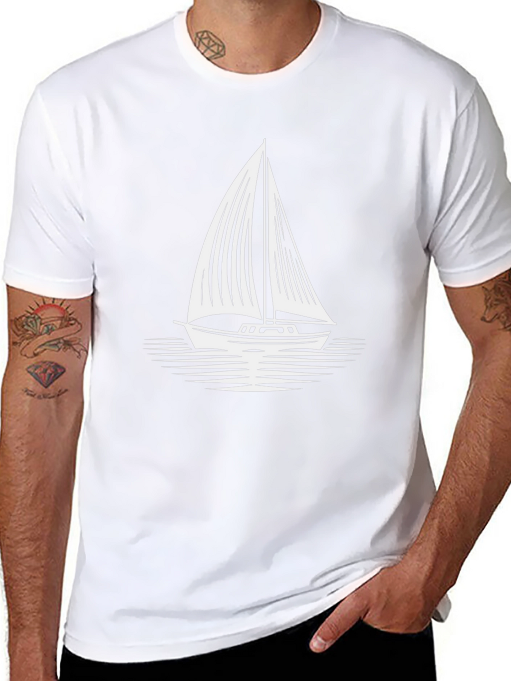 Sailboat Graphic T-Shirt - Black Cotton Tee