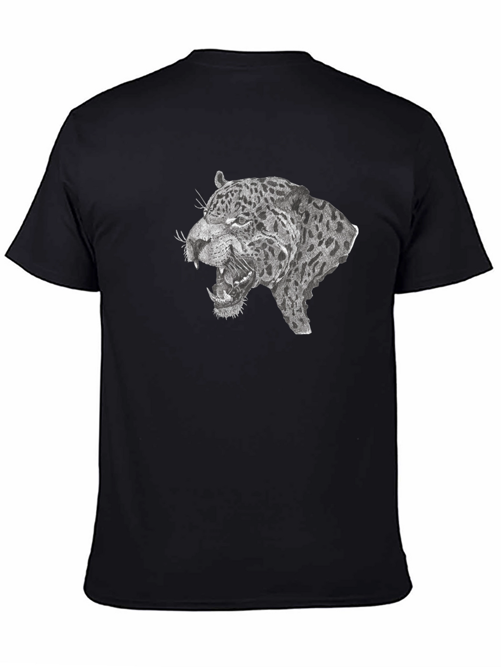 Black T-Shirt with Roaring Leopard Graphic