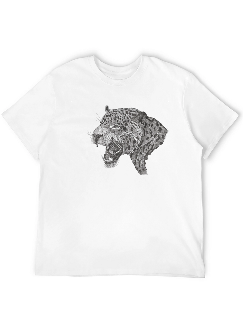 Black T-Shirt with Roaring Leopard Graphic