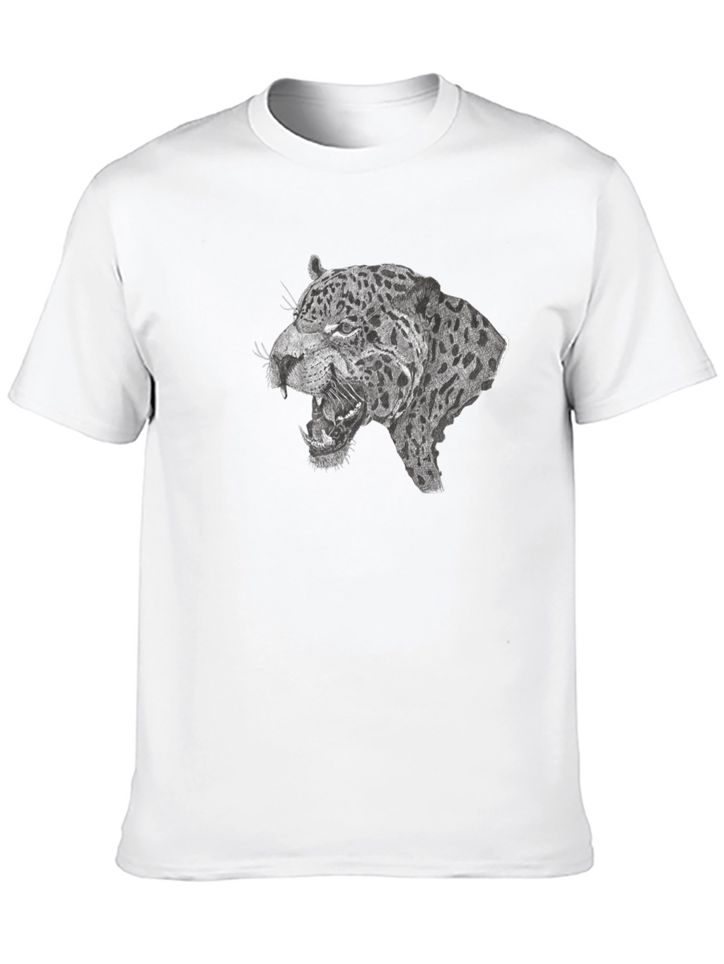 Black T-Shirt with Roaring Leopard Graphic