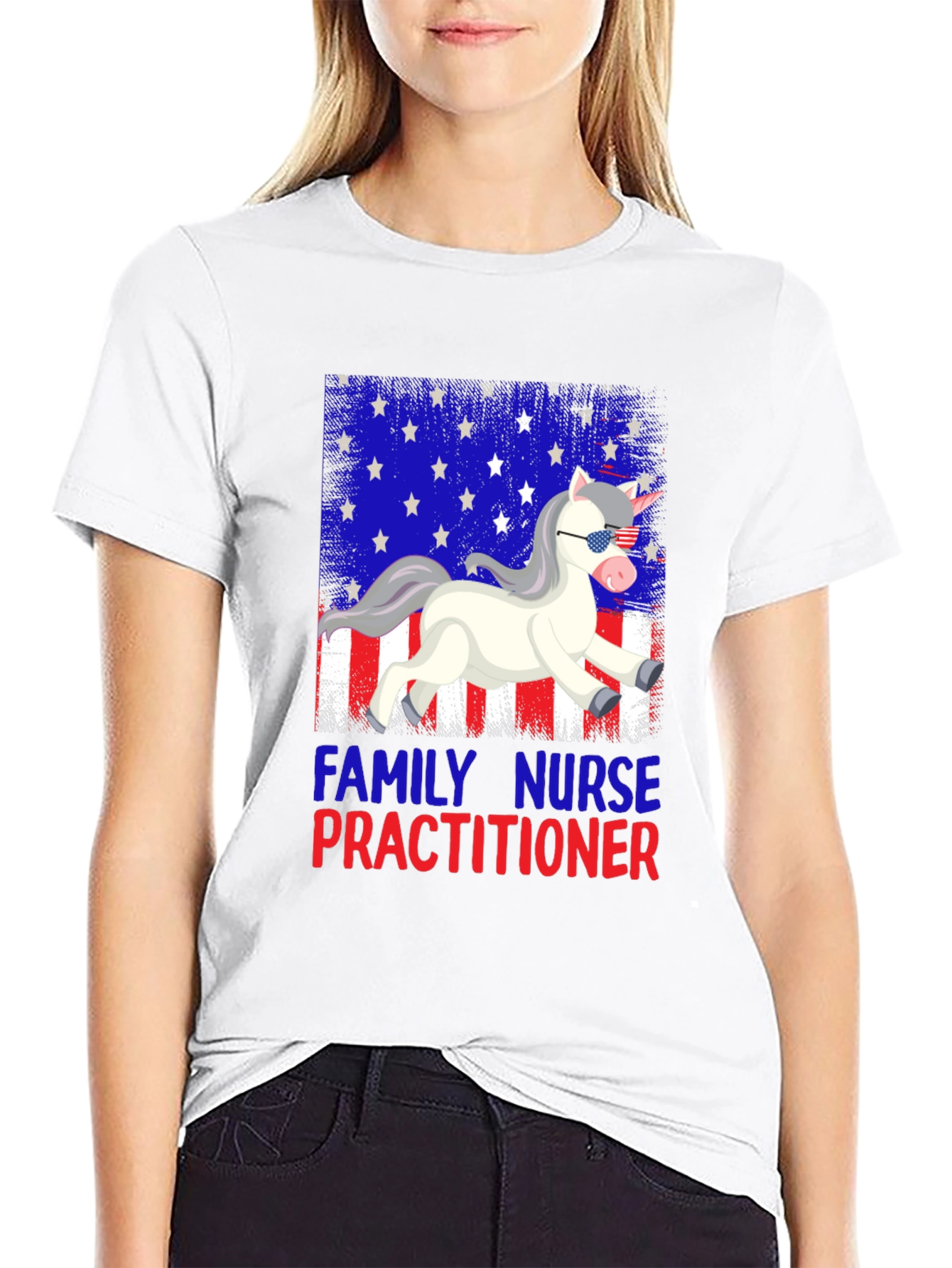 Family Nurse Practitioner Patriotic Unicorn T-Shirt