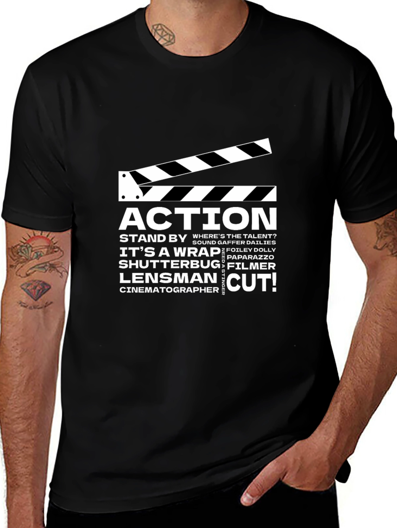 Movie Crew Black Graphic Tee