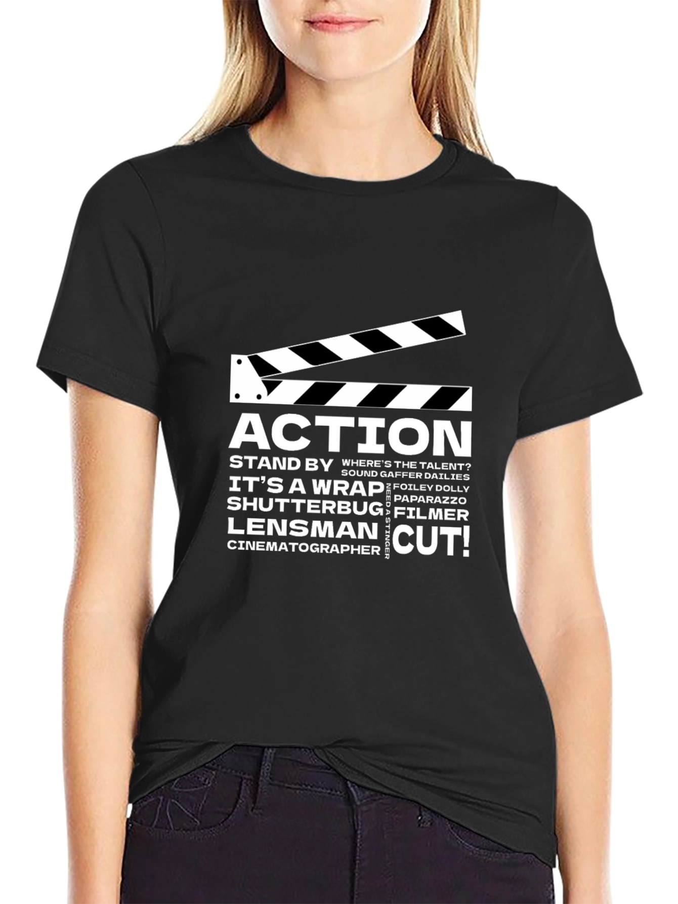 Movie Crew Black Graphic Tee