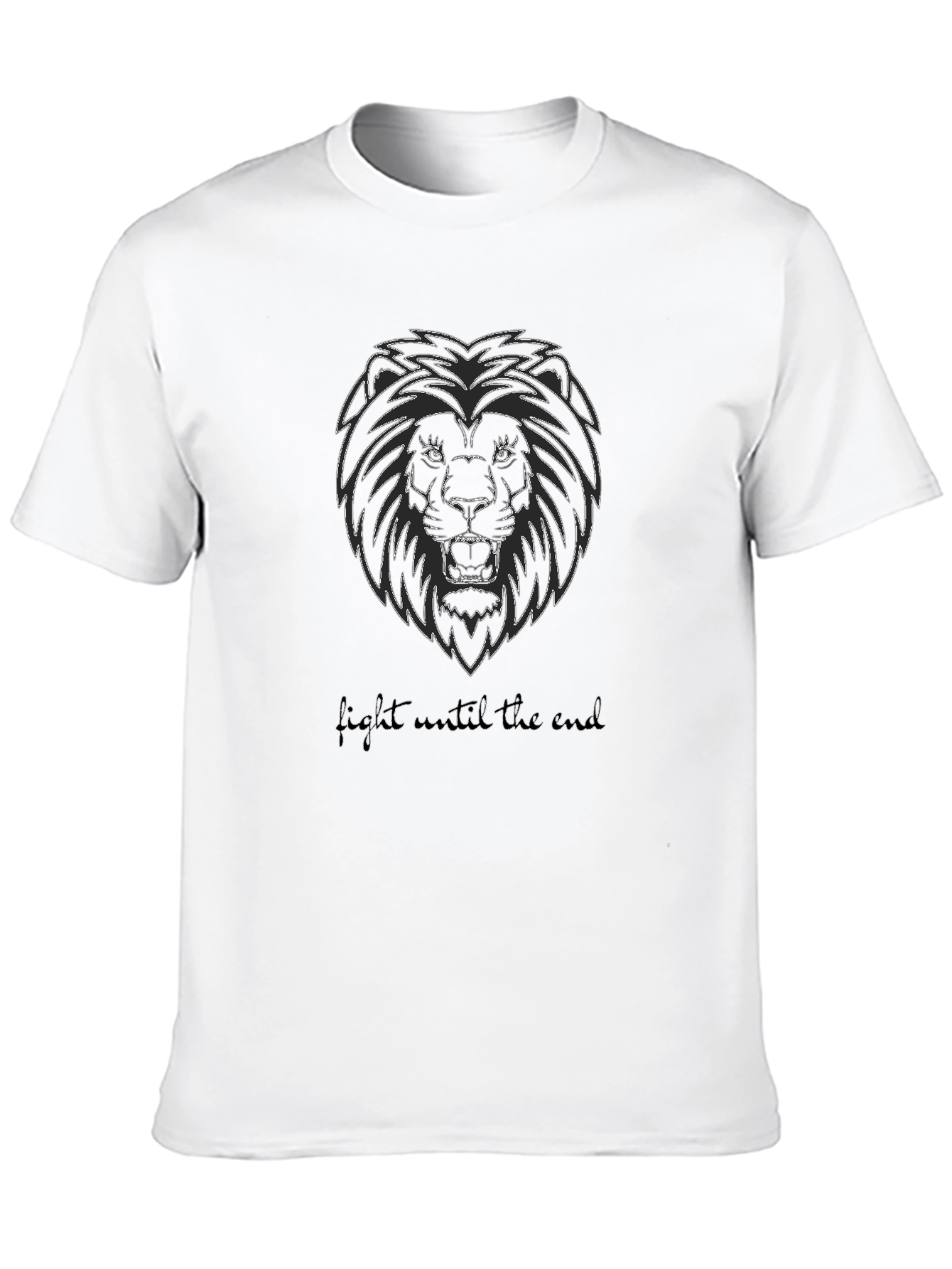Lion Graphic Black T-Shirt - Fight Until the End