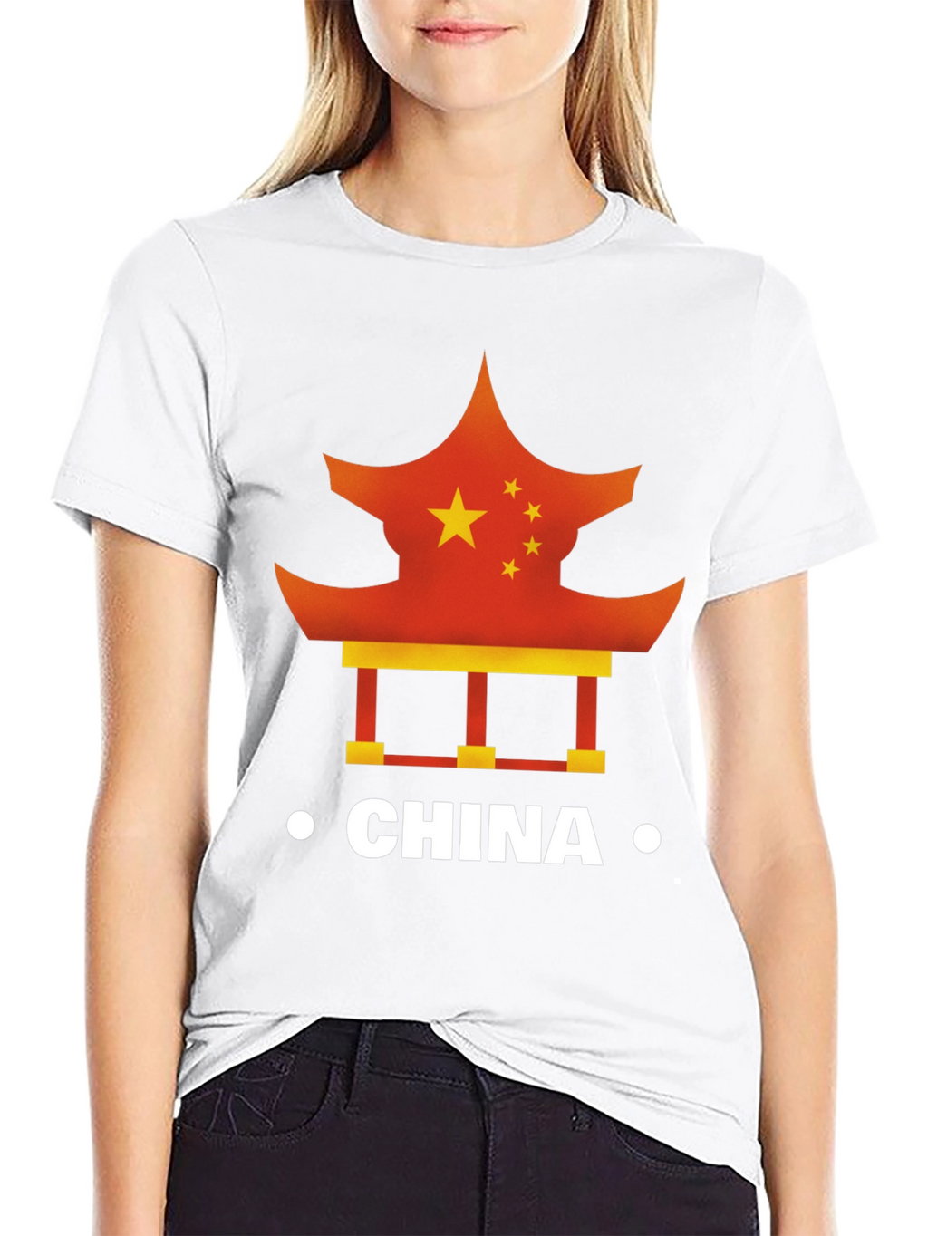 China Flag Pagoda Graphic Tee - Mens Black T-Shirt