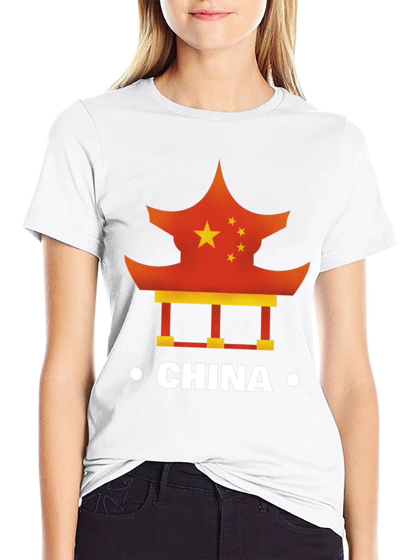 China Flag Pagoda Graphic Tee - Mens Black T-Shirt