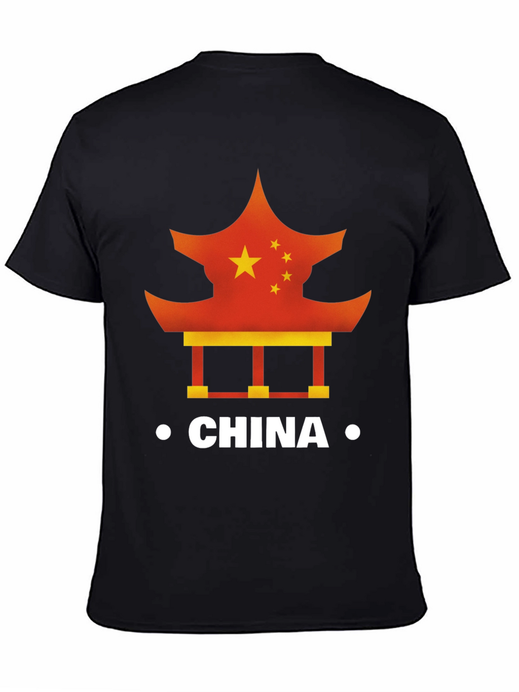 China Flag Pagoda Graphic Tee - Mens Black T-Shirt