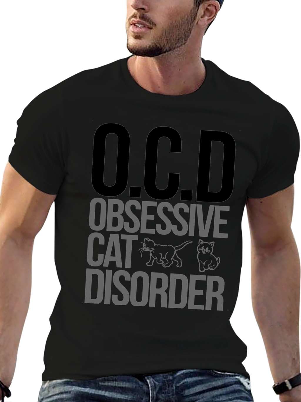 O.C.D. Obsessive Cat Disorder Black T-Shirt