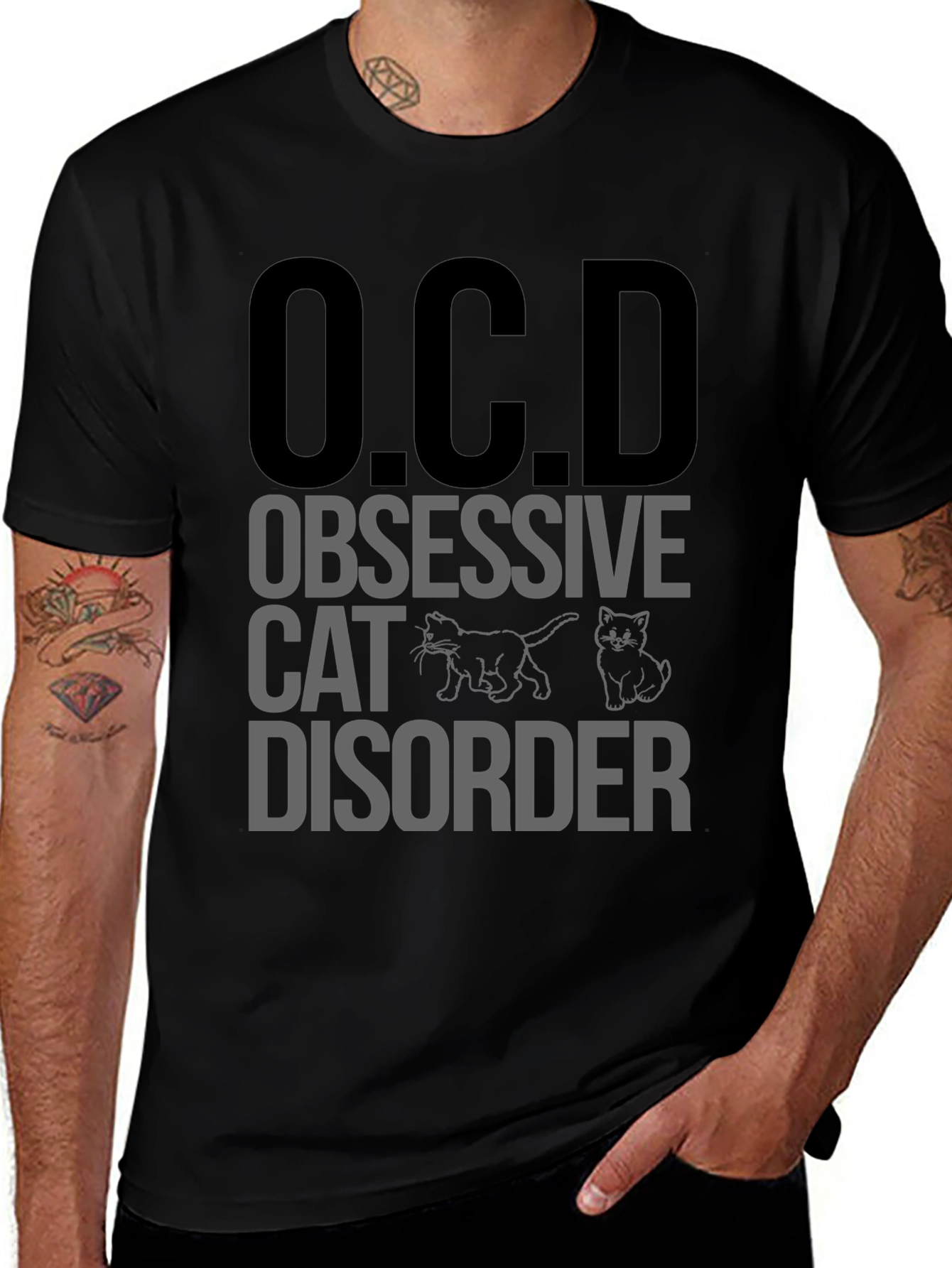 O.C.D. Obsessive Cat Disorder Black T-Shirt