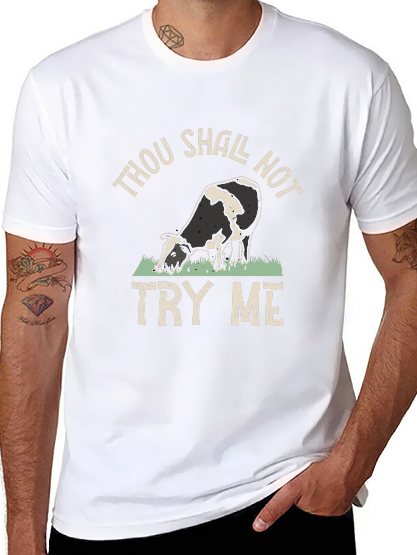 Thou Shall Not Try Me Black Cow T-Shirt