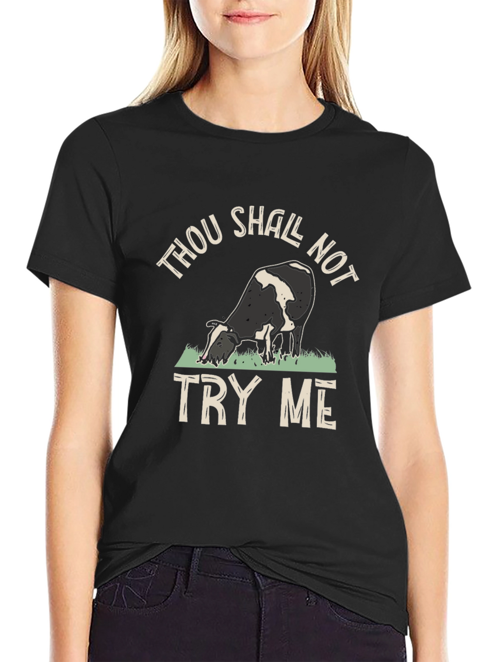 Thou Shall Not Try Me Black Cow T-Shirt