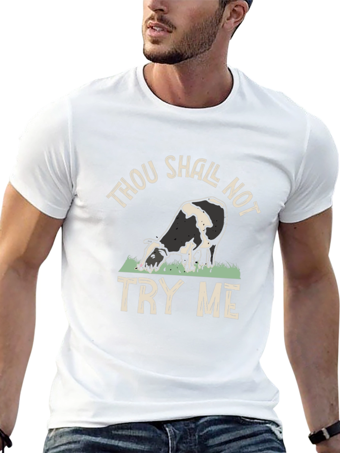Thou Shall Not Try Me Black Cow T-Shirt