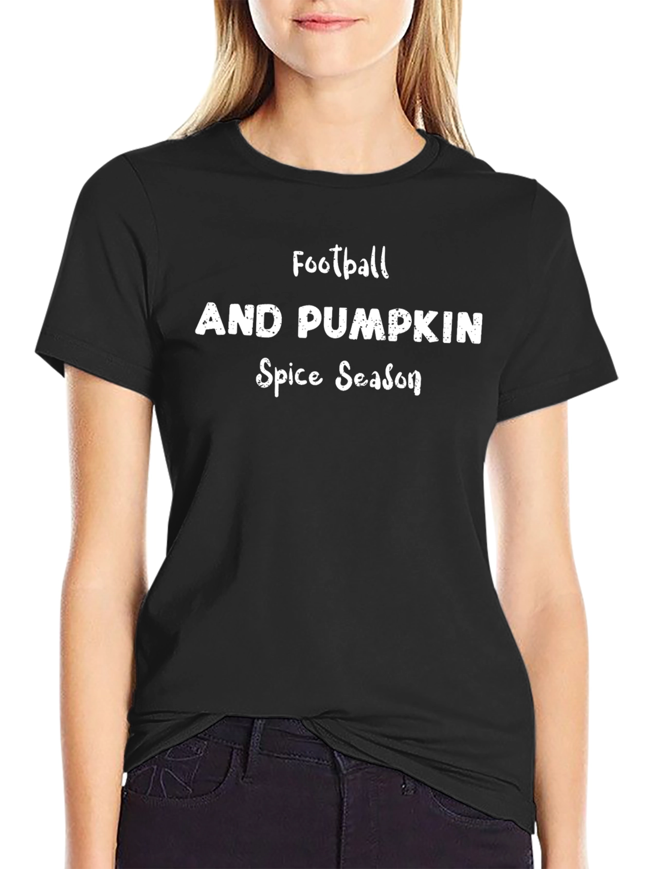Football & Pumpkin Spice Season Black T-Shirt