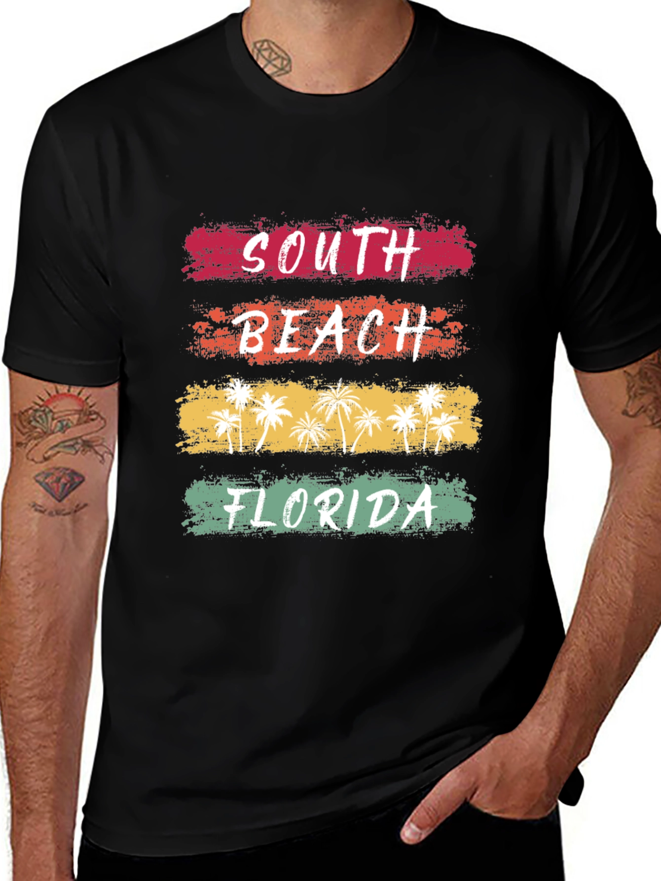 South Beach Florida Tee - Retro Palm Tree Graphic