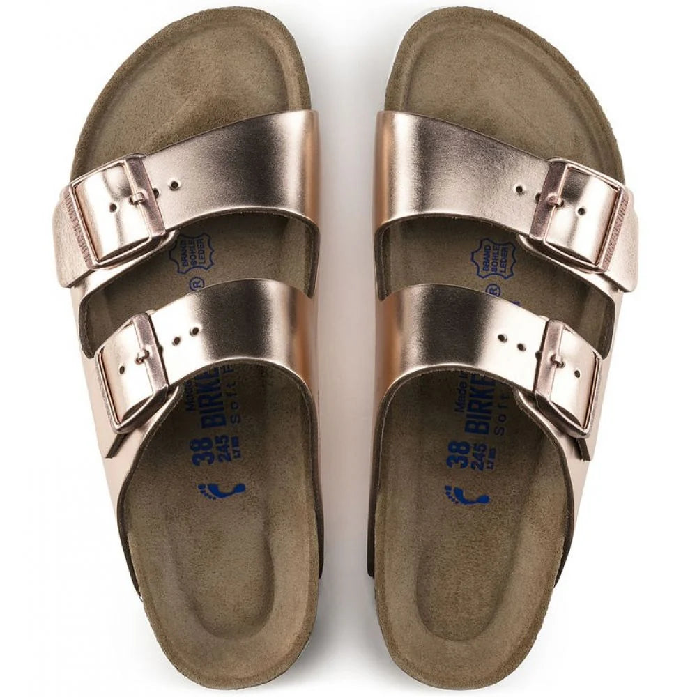 Birkenstock Women's Arizona Softbed Leather in Metallic Copper