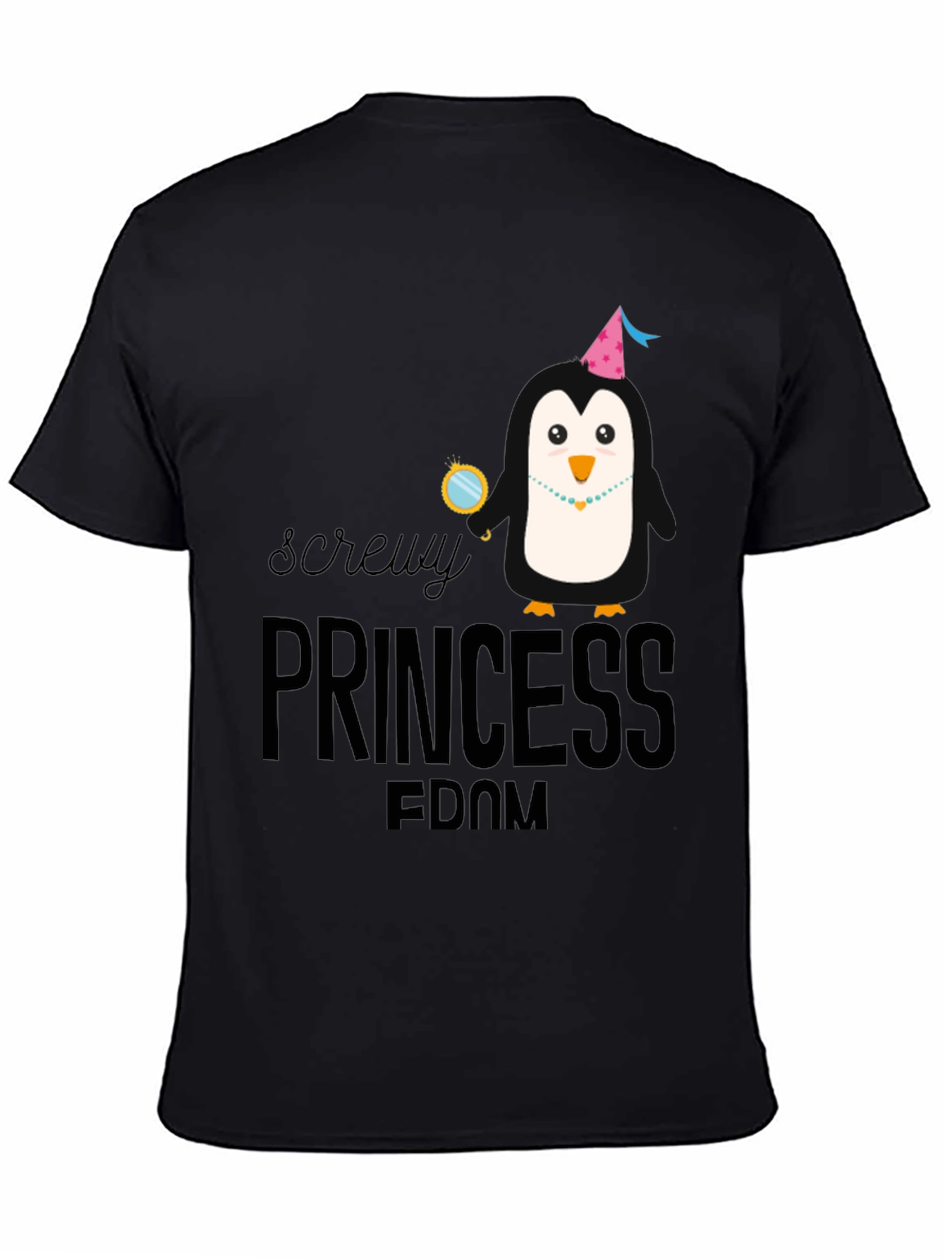 Screw Princess Dom Penguin Black T-Shirt