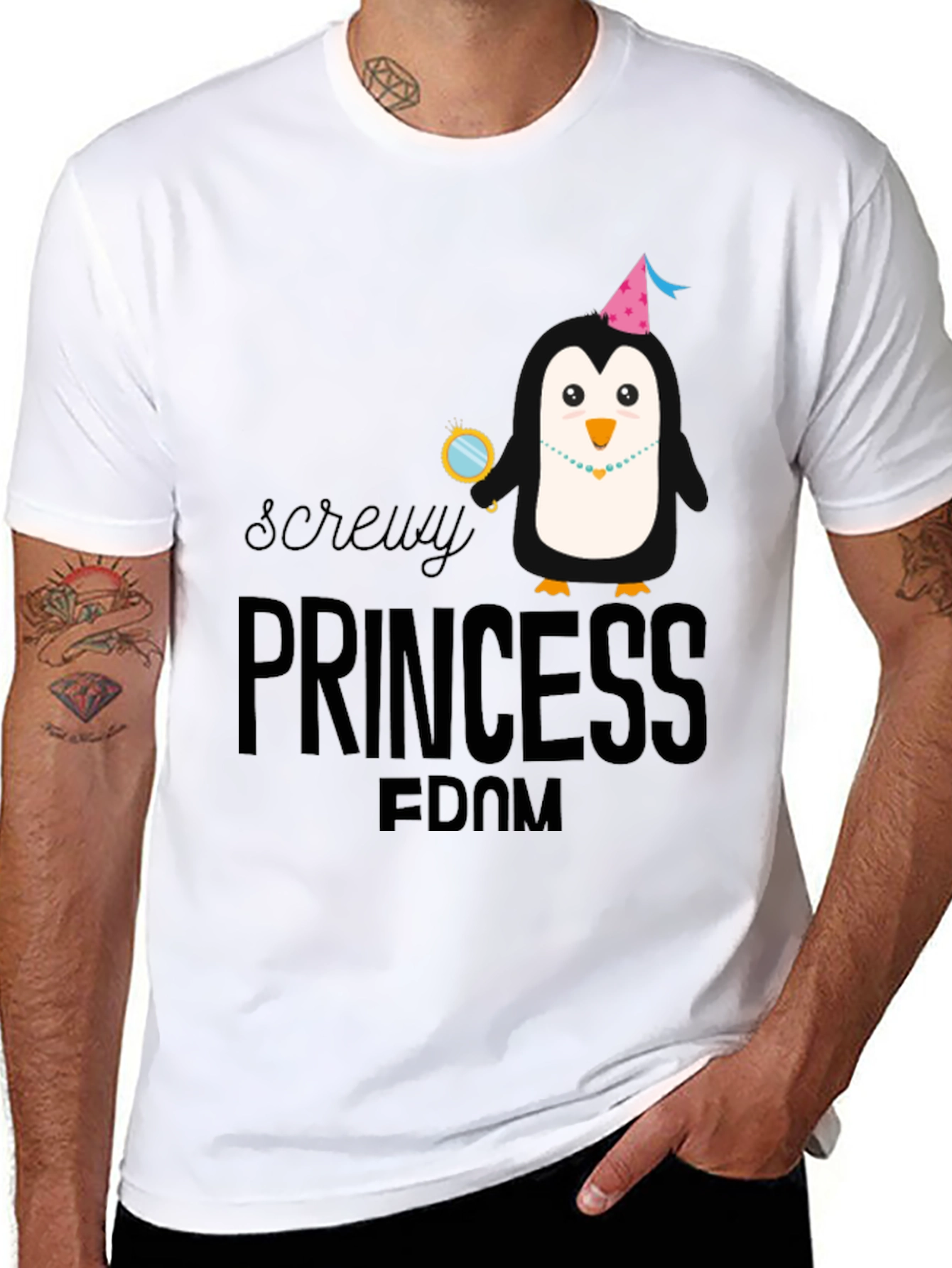 Screw Princess Dom Penguin Black T-Shirt