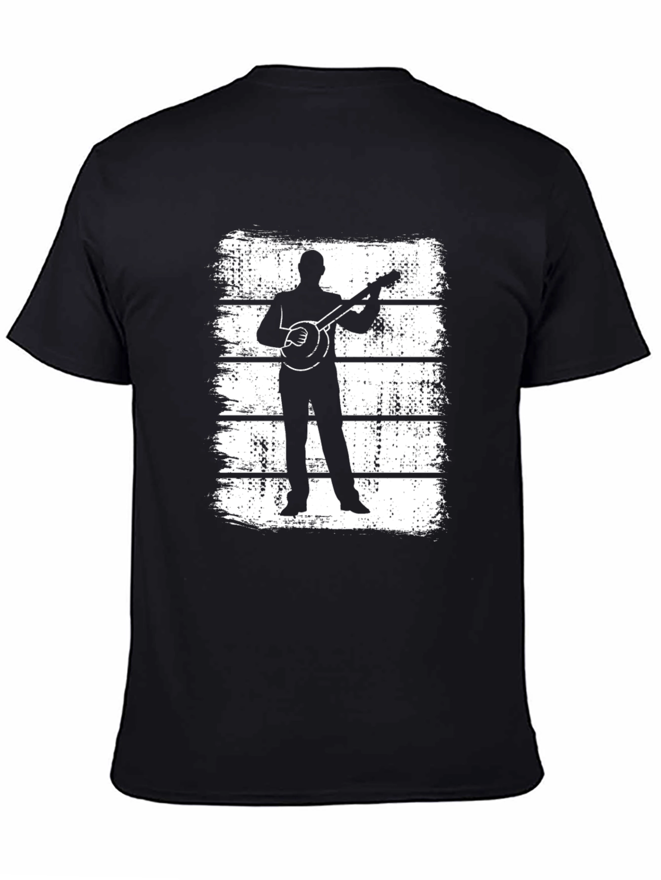 Banjo Player Silhouette Graphic Tee - Black