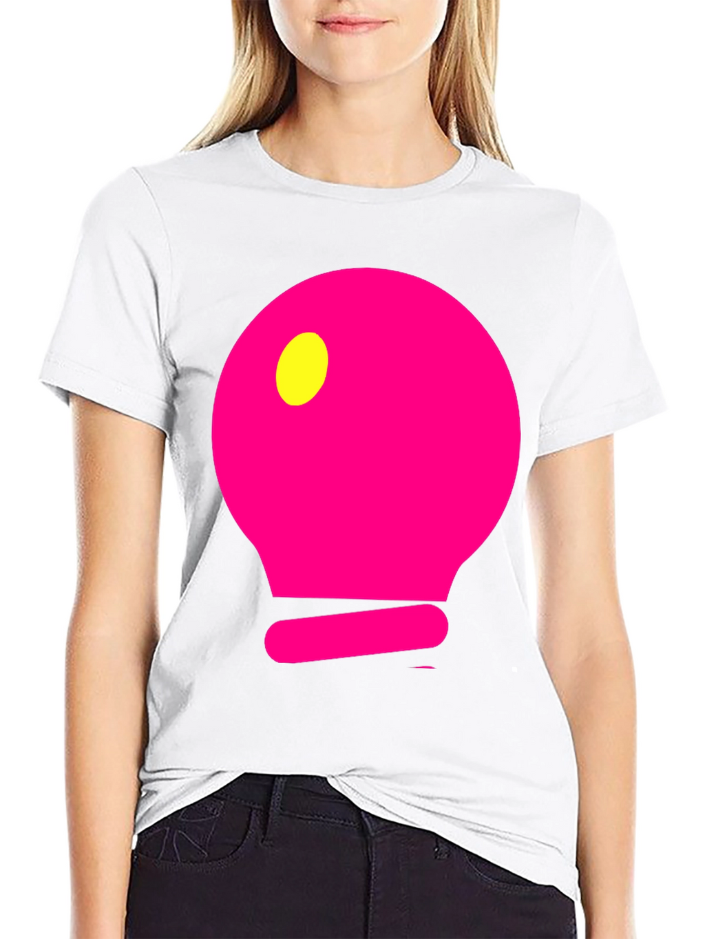Mens Black T-Shirt with Pink Light Bulb Design