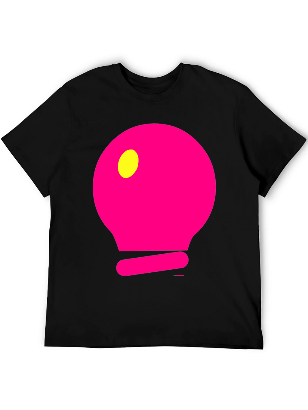 Mens Black T-Shirt with Pink Light Bulb Design