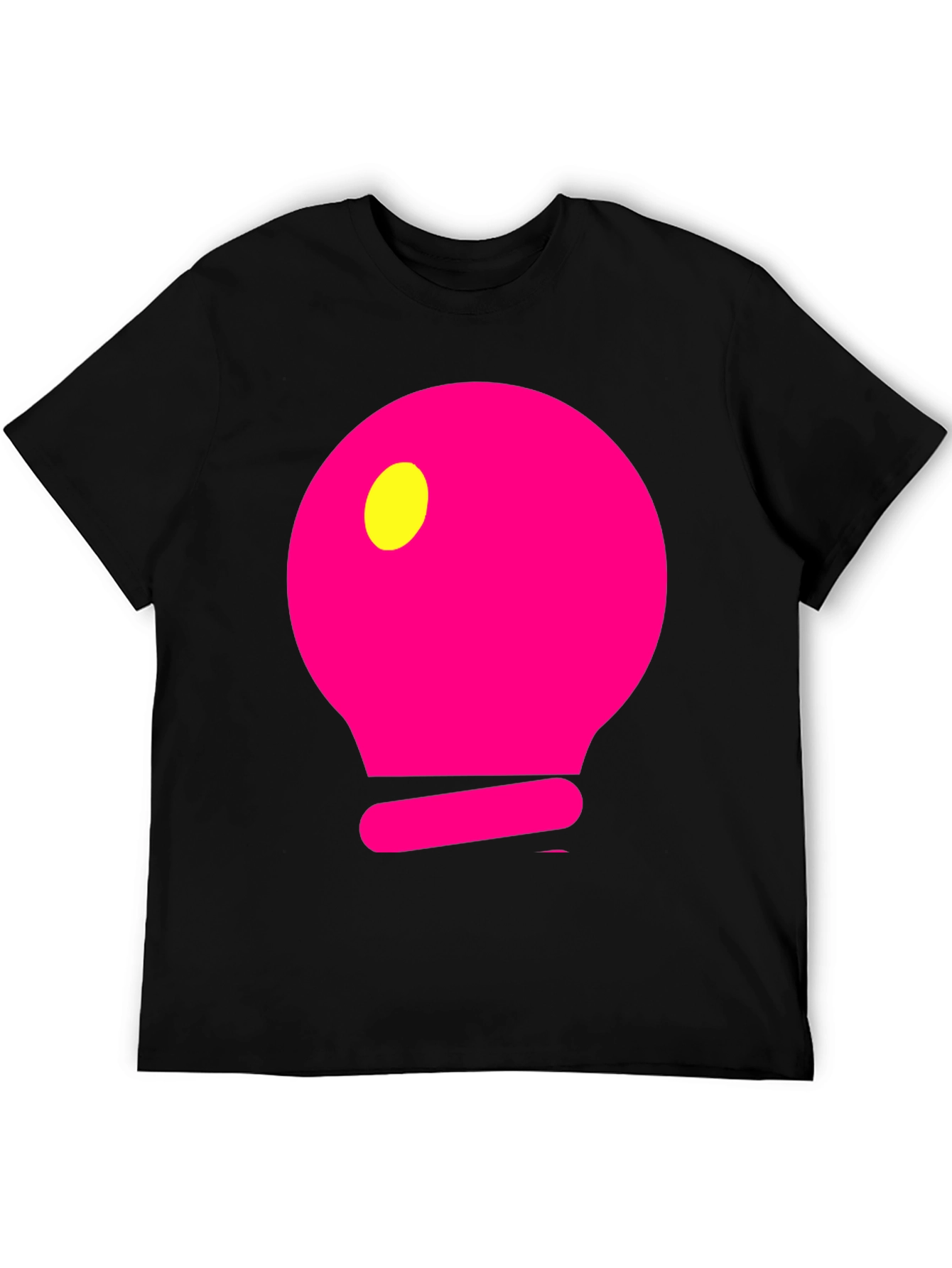 Mens Black T-Shirt with Pink Light Bulb Design
