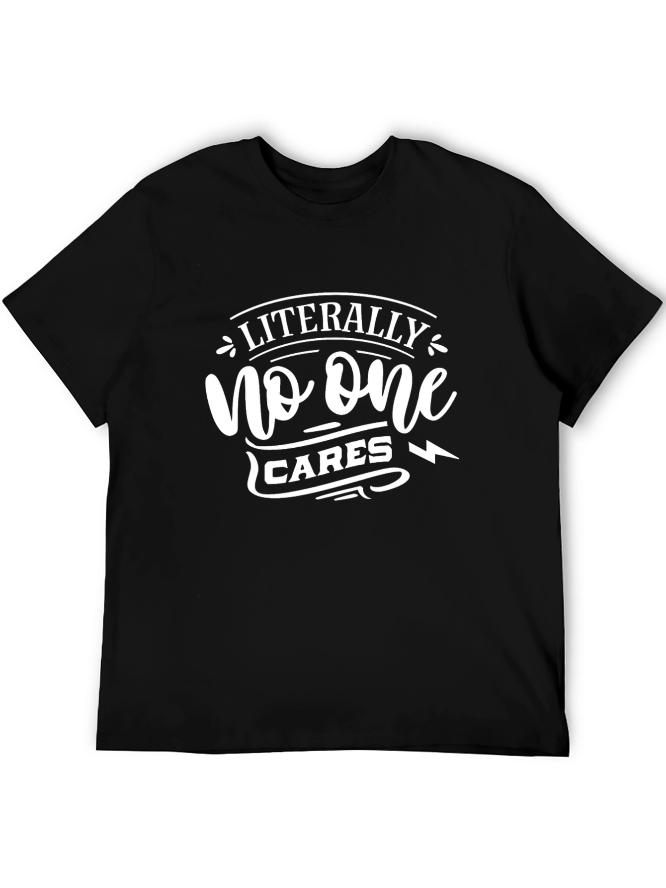 Funny Literally No One Cares Graphic Tee - Black