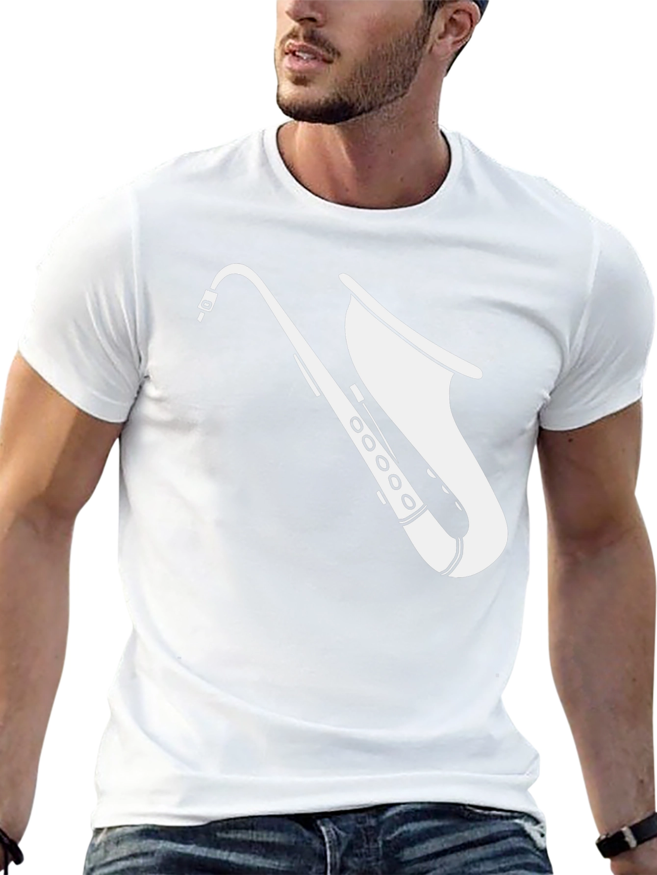 Cool Saxophone Graphic Tee - Black Cotton T-Shirt