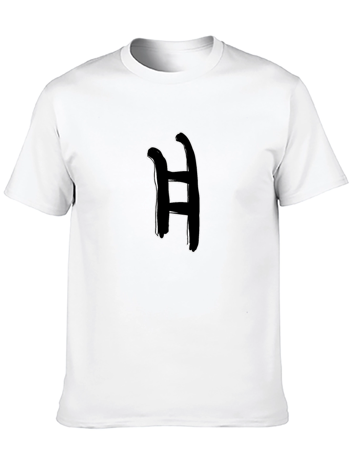 Abstract H Graphic Tee - Black Cotton Casual Wear