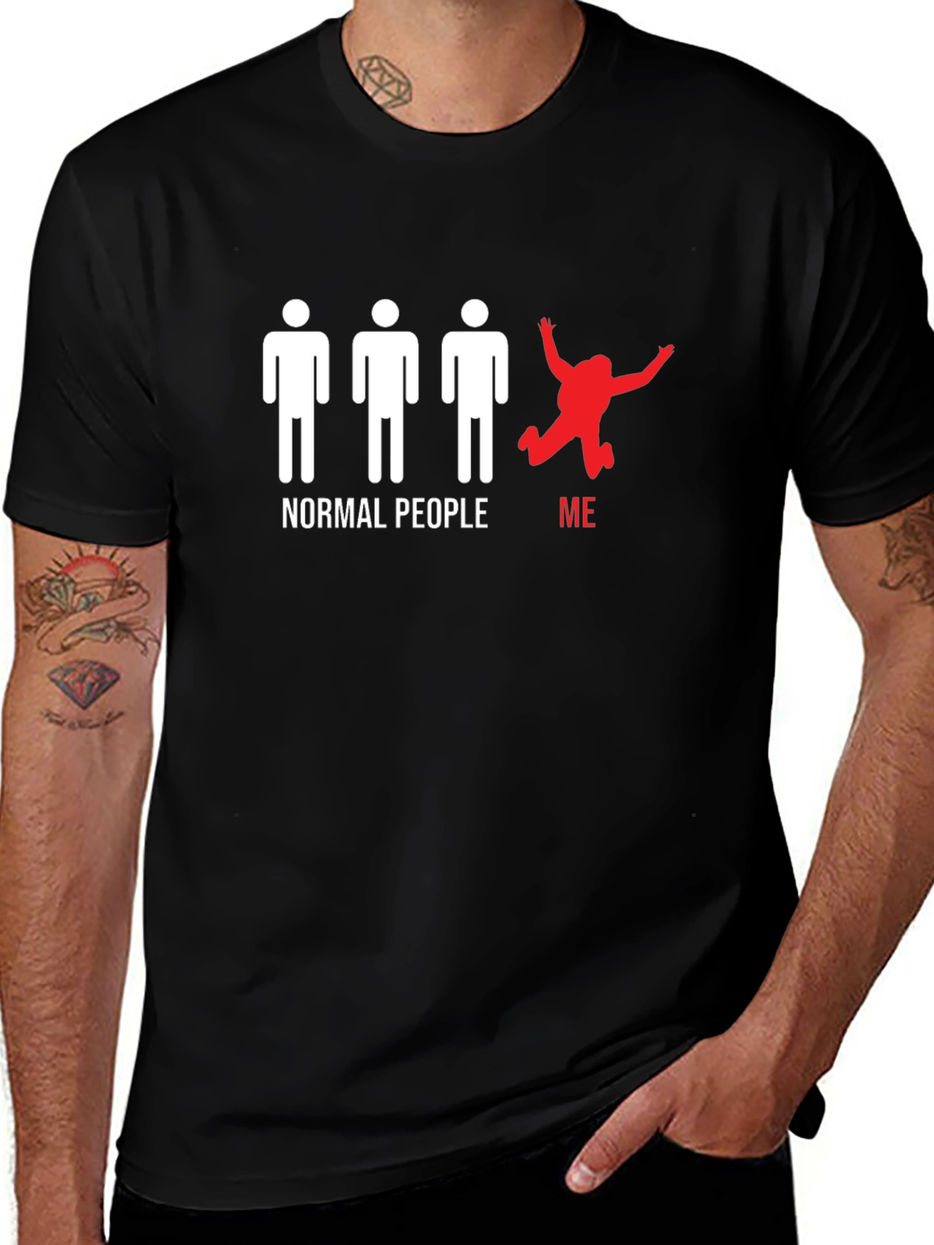 Normal People/Me Graphic Tee - Black Cotton T-Shirt