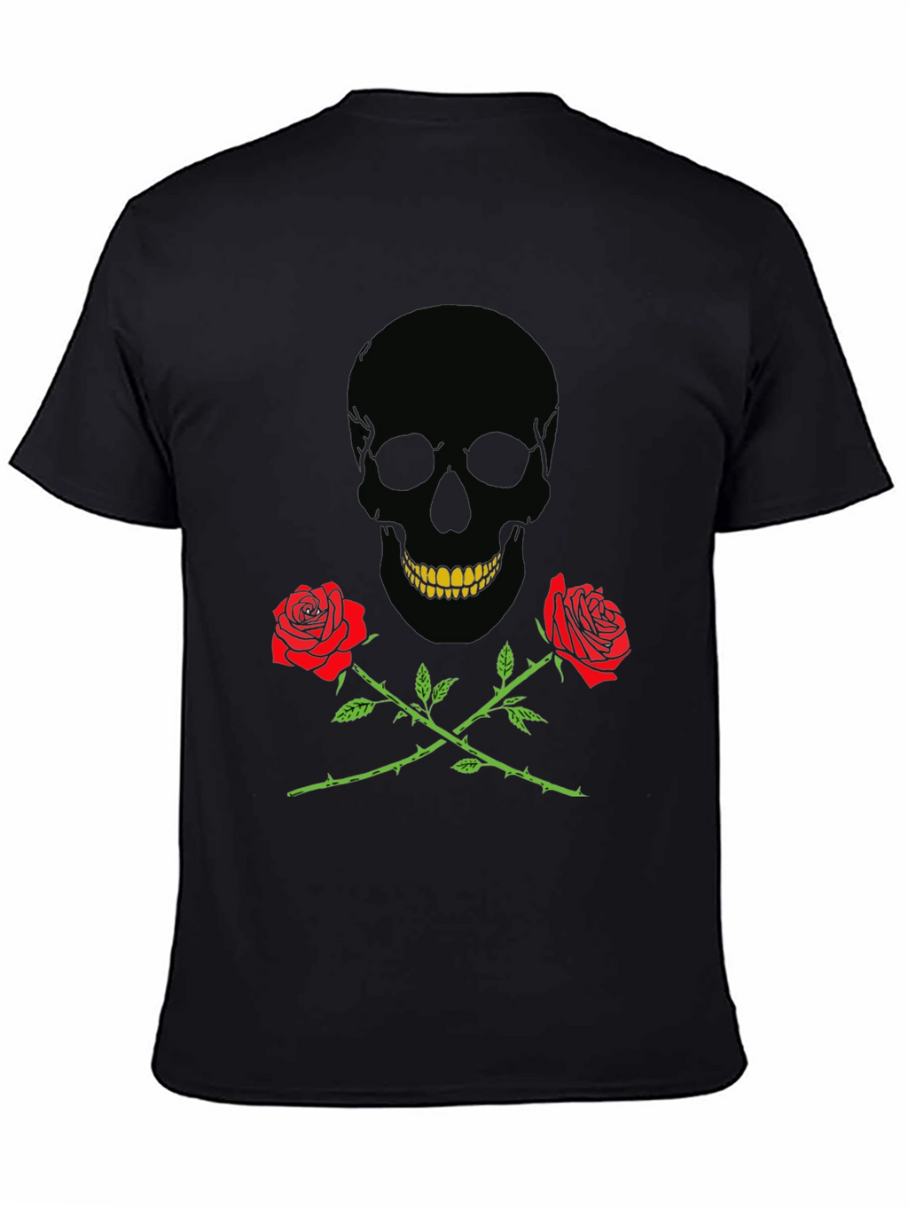 Skull & Roses Graphic Tee - Black Cotton T-Shirt