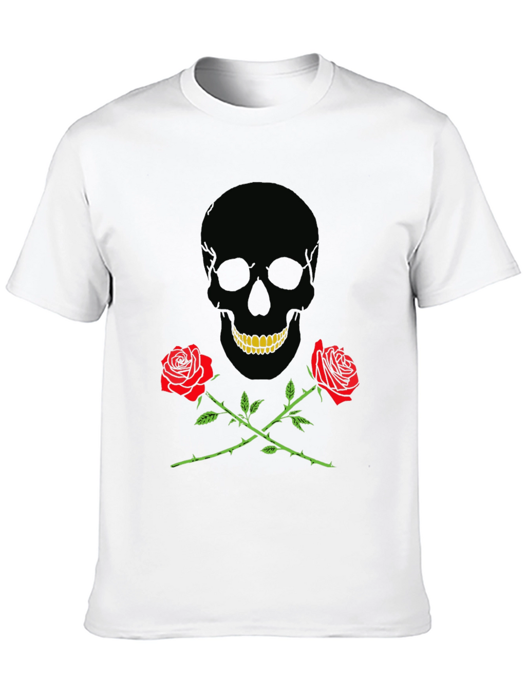 Skull & Roses Graphic Tee - Black Cotton T-Shirt
