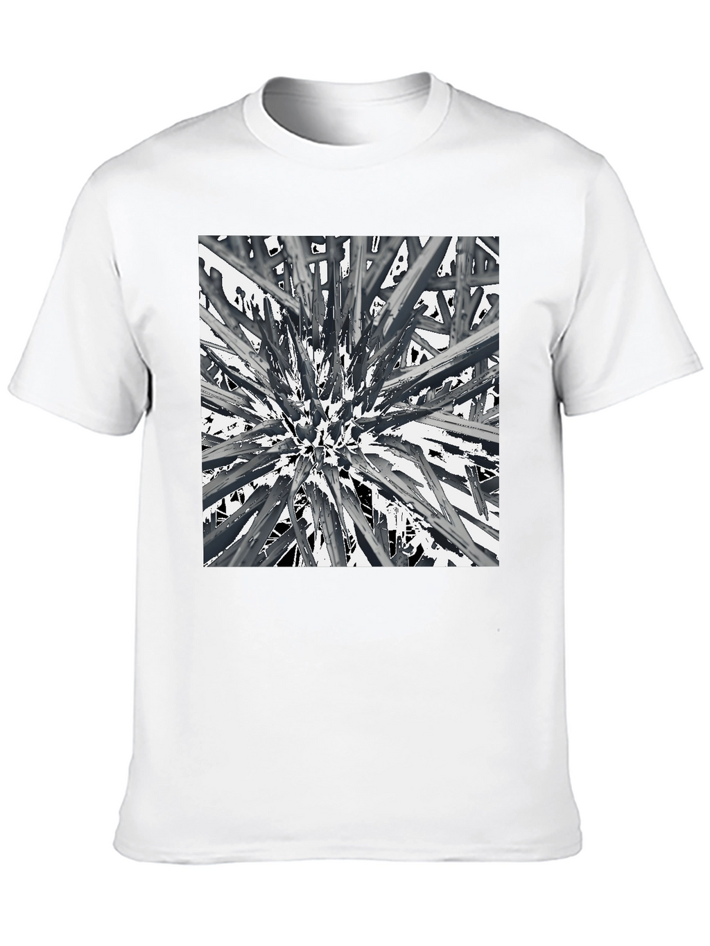 Abstract Spike Design Black Graphic Tee - Unique Style