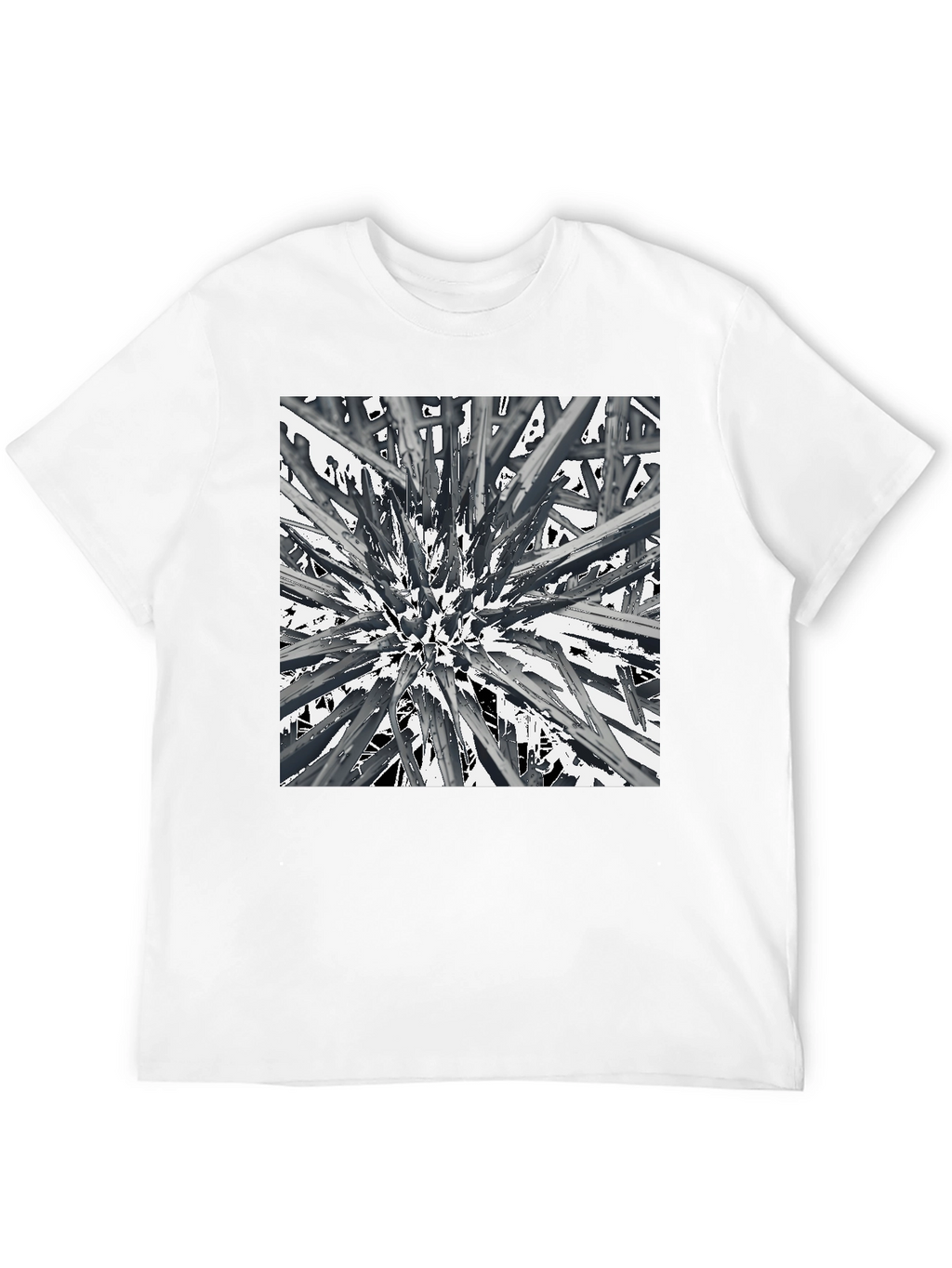 Abstract Spike Design Black Graphic Tee - Unique Style